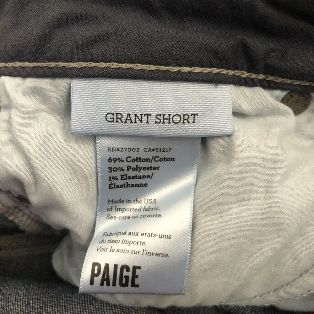 Paige Grant Bennett Mid Rise Med Wash Stretch Denim Blue Jeans Cuffed Shorts 24